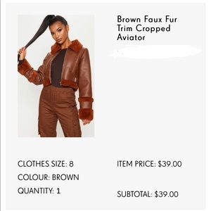 Brown Faux Fur Aviator Jacket